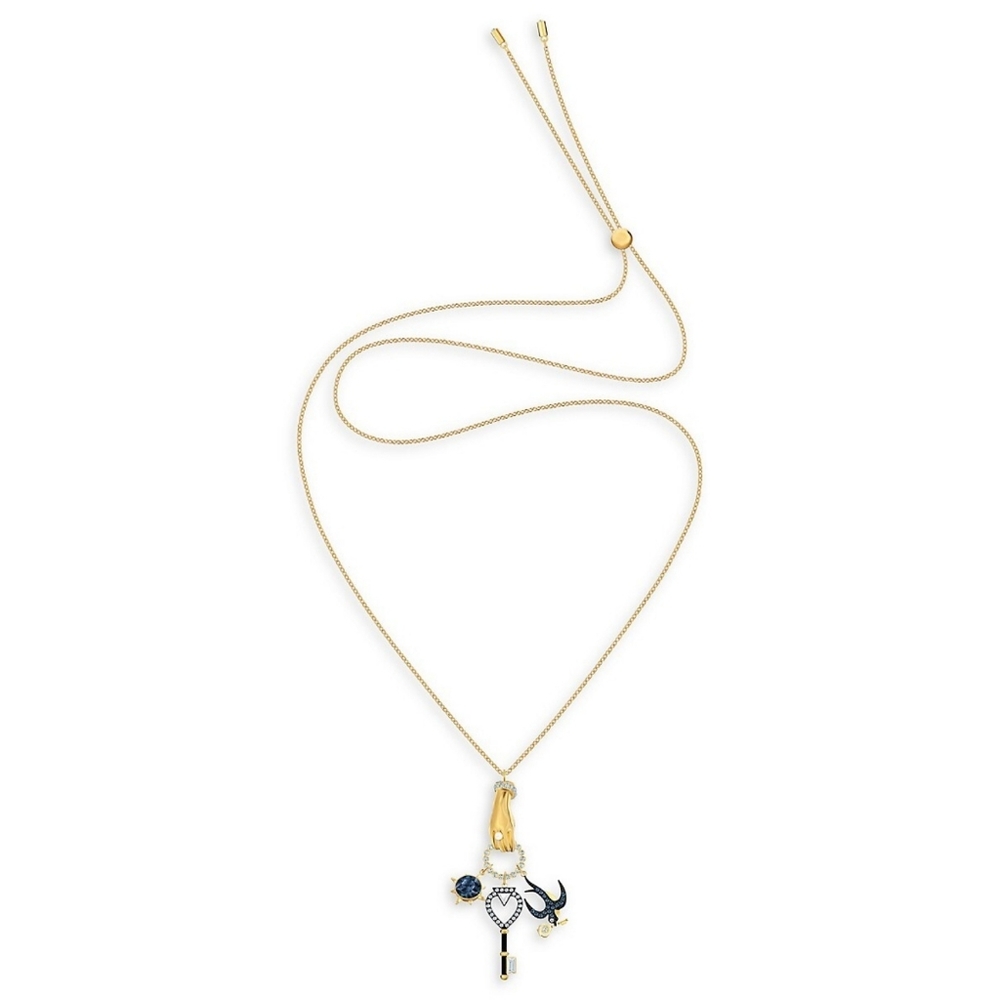 Tarot Magic Charm Pendant, Multi-colored, Gold-ton